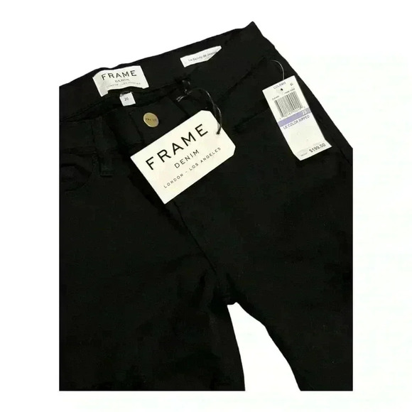 🆕FRAME Denim Le Color Ripped in Film Noir. Le Skinny de Jeanne. NWT - Picture 8 of 13